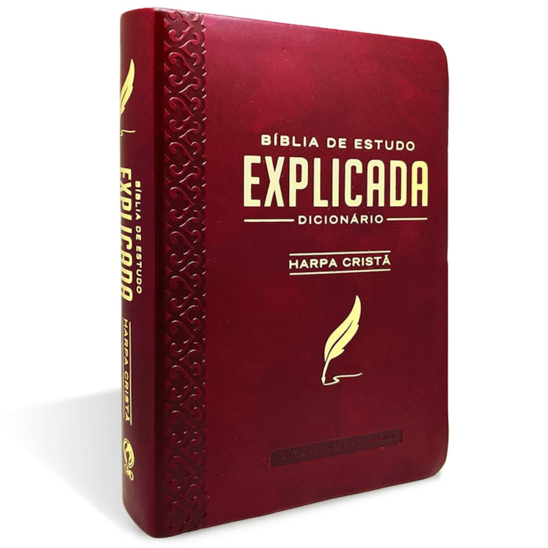 BÍBLIA DE ESTUDO EXPLICADA MÉDIA LUXO HARPA CRISTÃ VINHO