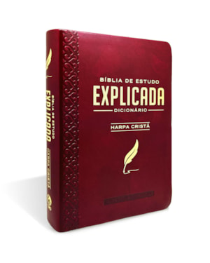 BÍBLIA DE ESTUDO EXPLICADA MÉDIA LUXO HARPA CRISTÃ VINHO