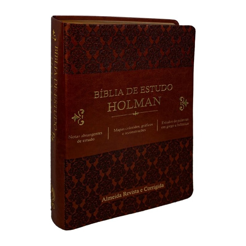 BÍBLIA DE ESTUDO HOLMAN - COURO SINTÉTICO MARROM: ALMEIDA REVISTA E CORRIGIDA (ARC)