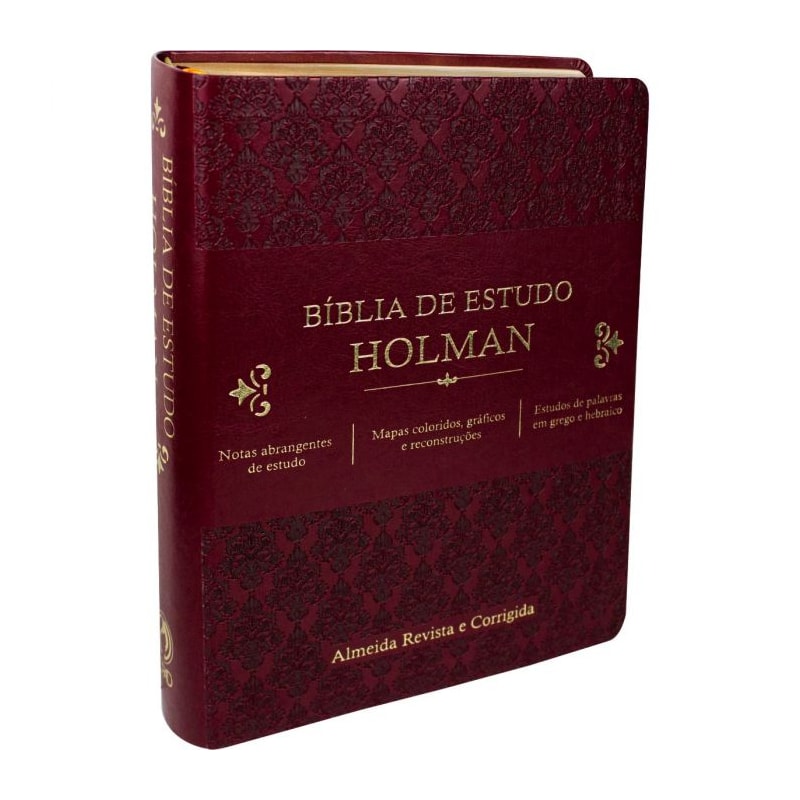 BÍBLIA DE ESTUDO HOLMAN - COURO SINTÉTICO VINHO: ALMEIDA REVISTA E CORRIGIDA (ARC)