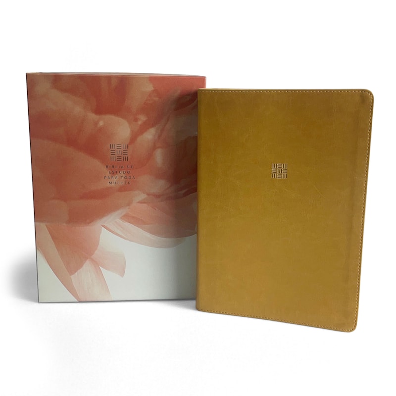 BÍBLIA DE ESTUDO PARA TODA MULHER NVT FILAMENT, COM RECURSOS INTERATIVOS, LETRA REGULAR, INTEIRAMENTE COLORIDA E ILUSTRADA, COM CAIXA, CAPA LUXO COURO SINTÉTICO DOURADA