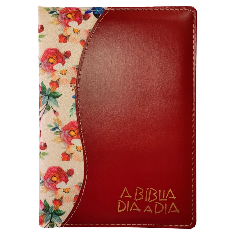 BÍBLIA DIA A DIA 2023 - LUXO - FLORAL AZUL E VERMELHO/VERMELHO