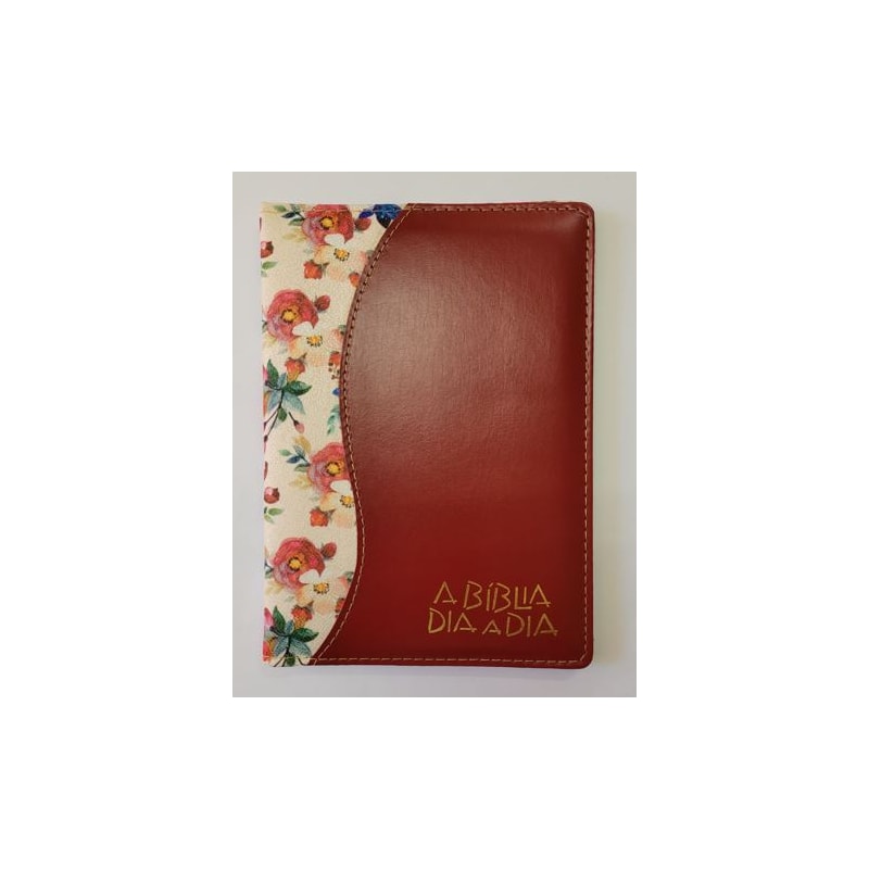 BÍBLIA DIA A DIA 2024 - LUXO - FLORAL AZUL E VERMELHO/VERMELHO