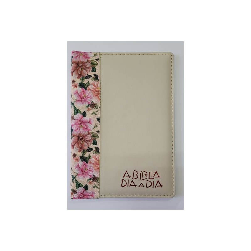 BÍBLIA DIA A DIA 2024 - LUXO - FLORAL ROSA MADEIRA/MARFIM