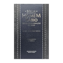 BÍBLIA DO HOMEM SÁBIO SEGUNDO O CORAÇÃO DE DEUS ARC COM HARPA - PRETA E AZUL