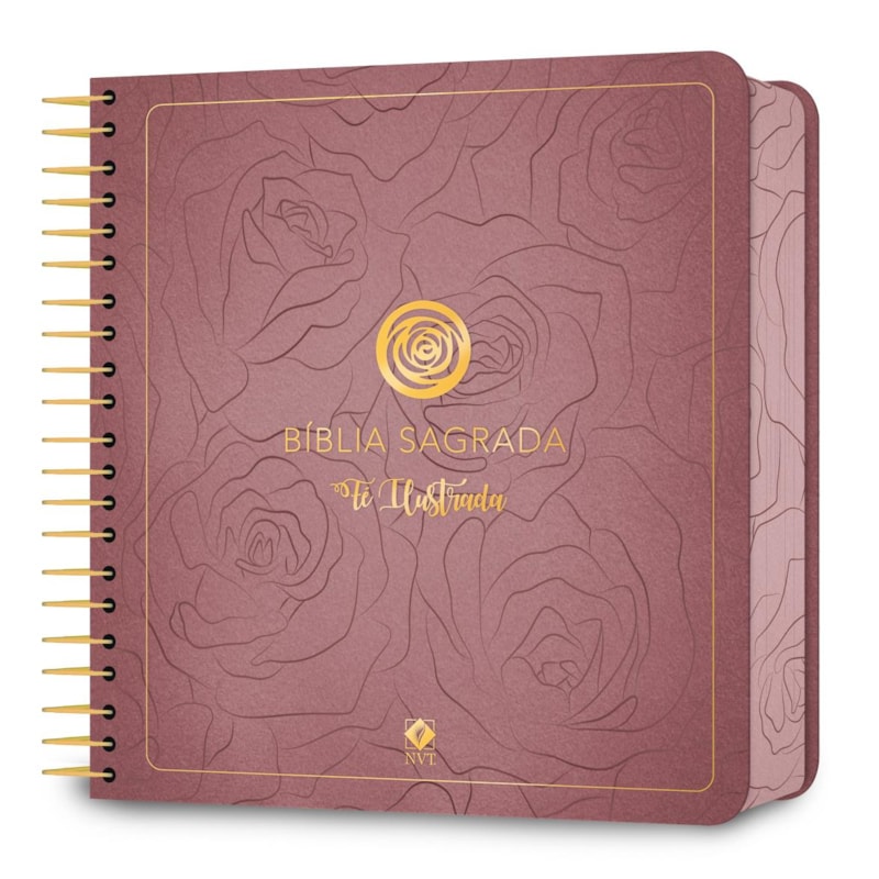 BÍBLIA FÉ ILUSTRADA NVT, JOURNALING PARA MULHER, LETRA REGULAR, COM ESPAÇO PARA ANOTAÇÃO, CAPA DURA ROSA