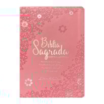 BÍBLIA HIPERGIGANTE ARC FULL COLOR PU LUXO DOURADA - FLORAL MARGARIDA ROSA