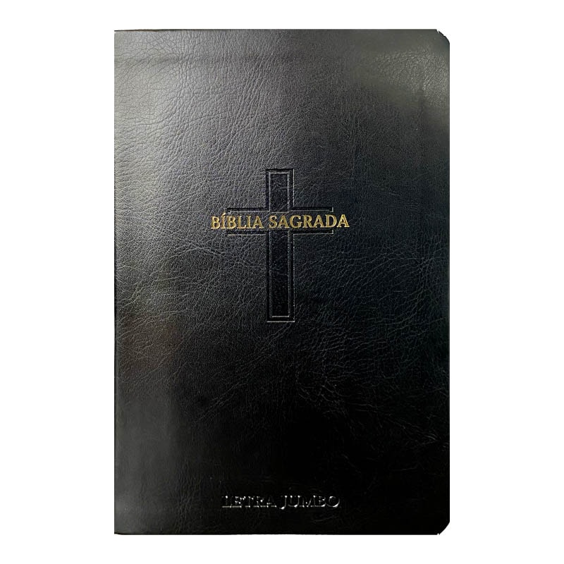 BÍBLIA JUMBO ARC FULL COLOR CAPA PU LUXO C/ HARPA - CRUZ PRETA