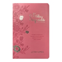 BÍBLIA JUMBO ARC FULL COLOR CAPA PU LUXO C/ HARPA - FLORAL ROSA