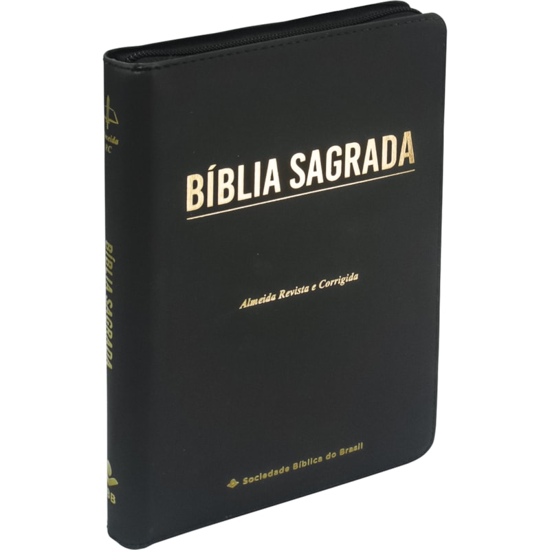 BÍBLIA LINHA OURO, LETRA GIGANTE, CAPA SINTÉTICA PRETA COM ZÍPER, EDIÇÃO COM LETRAS VERMELHAS