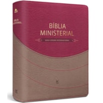 BÍBLIA MINISTERIAL NVI - CAPA DUOTONE MARROM CLARO E VERMELHO COM ÍNDICE