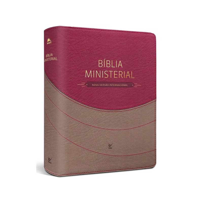 BÍBLIA MINISTERIAL NVI - CAPA DUOTONE MARROM CLARO E VERMELHO COM ÍNDICE