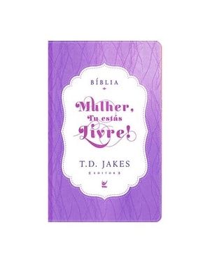 Bíblia Mulher, tu estás livre! - AEC - Capa Luxo - Roxo e creme
