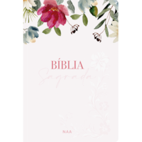 Bíblia NAA, Letra Tradicional, Capa Dura Branca Flores
