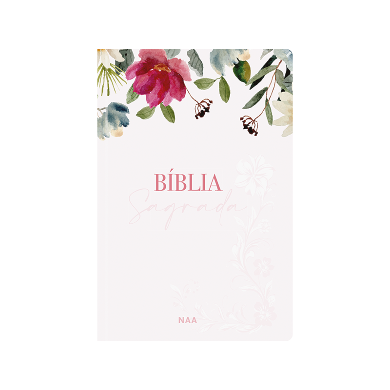 Bíblia NAA, Letra Tradicional, Capa Dura Branca Flores