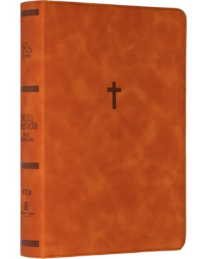 BÍBLIA NVI BIBLE JOURNALING COM ESPAÇO PARA ANOTAÇÕES, CAPA LUXO MARROM MARMORIZADO, CRUZ, LEITURA PERFEITA, FALEI COM AMOR
