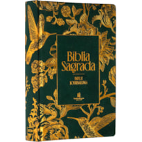 BÍBLIA NVI BIBLE JOURNALING COM ESPAÇO PARA ANOTAÇÕES, CAPA VERDE COM PÁSSAROS, LEITURA PERFEITA, FALEI COM AMOR