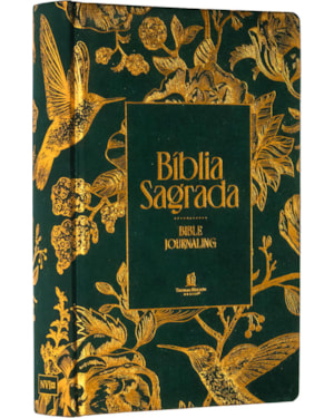 BÍBLIA NVI BIBLE JOURNALING COM ESPAÇO PARA ANOTAÇÕES, CAPA VERDE COM PÁSSAROS, LEITURA PERFEITA, FALEI COM AMOR
