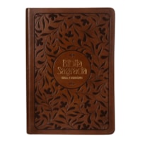 BÍBLIA NVI BIBLE JOURNALING, LETRA TRADICIONAL, FONTE LEITURA PERFEITA, COM ESPAÇO PARA ANOTAÇÕES, CAPA LUXO MARROM COM BAIXO RELEVO, FALEI COM AMOR