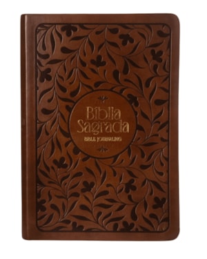 BÍBLIA NVI BIBLE JOURNALING, LETRA TRADICIONAL, FONTE LEITURA PERFEITA, COM ESPAÇO PARA ANOTAÇÕES, CAPA LUXO MARROM COM BAIXO RELEVO, FALEI COM AMOR
