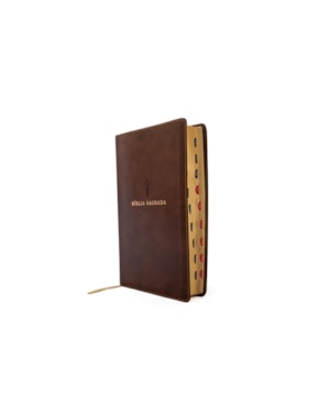 BÍBLIA NVI, CAPA LUXO MARROM, LETRAS DE JESUS EM VERMELHO, ÍNDICE DE DEDO, LEITURA PERFEITA