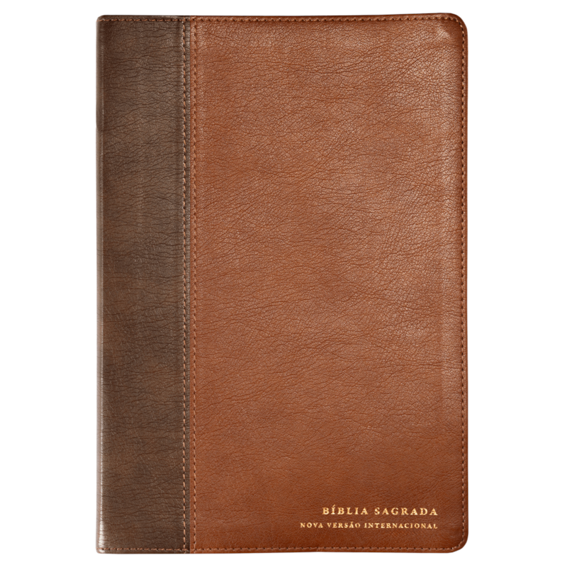 BÍBLIA NVI COM ESPAÇO PARA ANOTAÇÕES, LETRA GRANDE, CAPA LUXO DOIS TONS DE MARROM, LEITURA PERFEITA