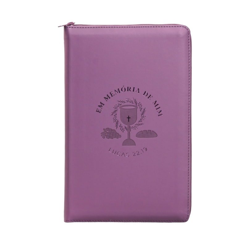 BÍBLIA NVI COM ZÍPER: EM MEMÓRIA DE MIM, COUROSOFT ROXO COM TOQUE EMBORRACHADO, LEITURA PERFEITA: NOVA VERSÃO INTERNACIONAL
