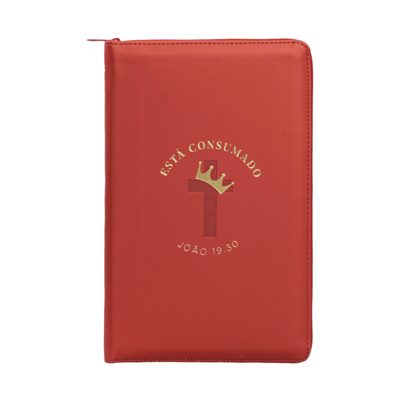 BÍBLIA NVI COM ZÍPER: ESTÁ CONSUMADO, CAPA LUXO VERMELHO COM TOQUE EMBORRACHADO, LEITURA PERFEITA