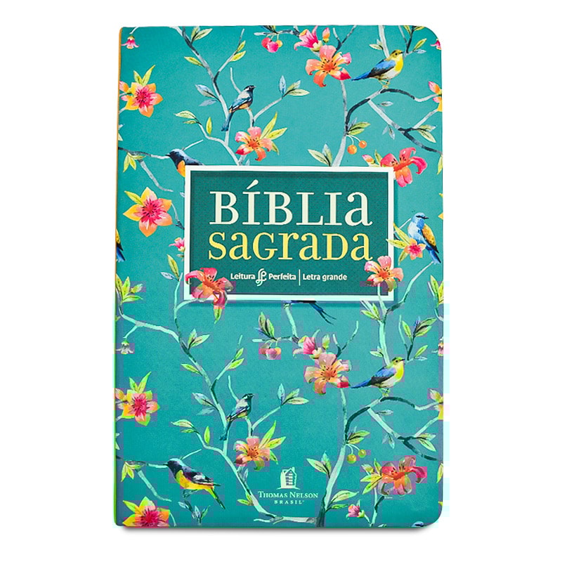 BÍBLIA NVI, COURO SOFT, FLORES, LETRA GRANDE, LEITURA PERFEITA
