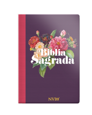 BÍBLIA NVI LETRA GRANDE - FLORAL VINHO