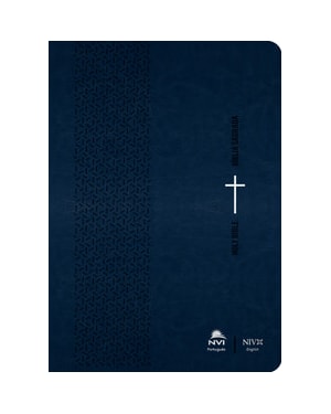 Bíblia NVI Português/Inglês - Capa luxo - Azul