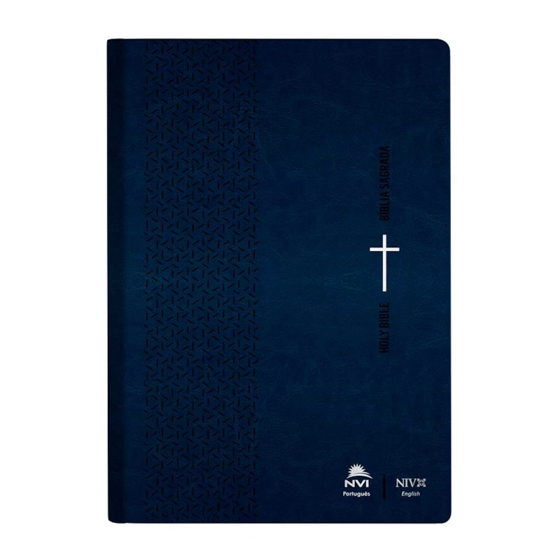 Bíblia NVI Português/Inglês - Capa luxo - Azul