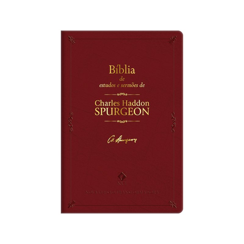 Bíblia NVT de Estudo C. H. Spurgeon, Letra Tradicional, Capa Couro ecológico Bordô