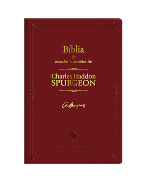 Bíblia NVT de Estudo C. H. Spurgeon, Letra Tradicional, Capa Couro ecológico Bordô