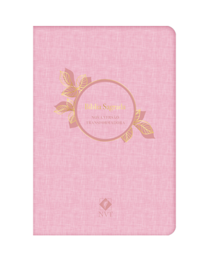 Bíblia NVT, Letra Tradicional, com comentários e notas de rodapé, Capa Couro ecológico Rosa