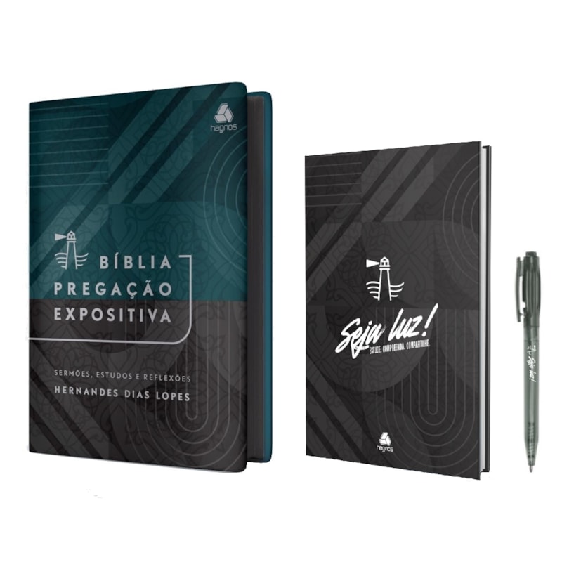 Bíblia Pregação Expositiva - RA: capa dura - modelo redenção - edição limitada - moleskine + caneta
