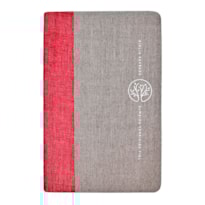 BÍBLIA SAGRADA ACF, CAPA DE TECIDO VERMELHO E CINZA, LEITURA PERFEITA