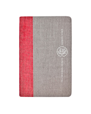BÍBLIA SAGRADA ACF, CAPA DE TECIDO VERMELHO E CINZA, LEITURA PERFEITA