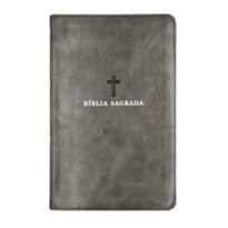 BÍBLIA SAGRADA ACF, COURO SOFT, CINZA, LETRA GRANDE, LEITURA PERFEITA