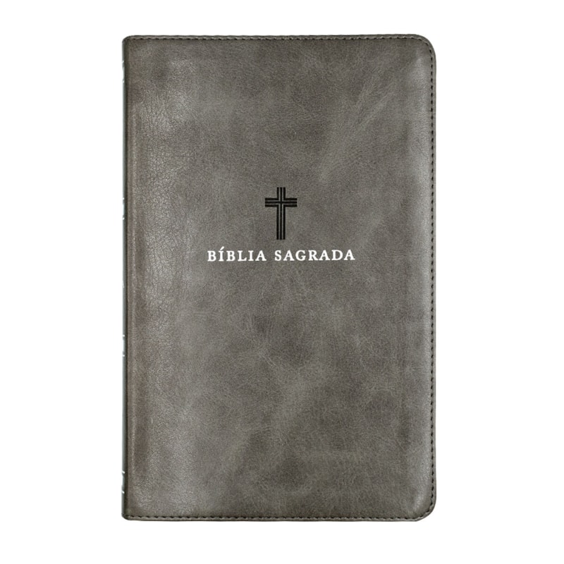 BÍBLIA SAGRADA ACF, COURO SOFT, CINZA, LETRA GRANDE, LEITURA PERFEITA