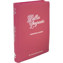 BÍBLIA SAGRADA ARA PARA MULHER, LETRA GIGANTE, COM ZÍPER, CAPA COURO SINTÉTICO ROSA: ALMEIDA REVISTA E ATUALIZADA (ARA)