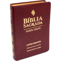 BÍBLIA SAGRADA ARC, LETRA GIGANTE, COM PALAVRAS DE JESUS DESTACADAS, COM HARPA CRISTÃ, COM MAPA, TAMANHO GRANDE, CAPA COURO SINTÉTICO VINHO