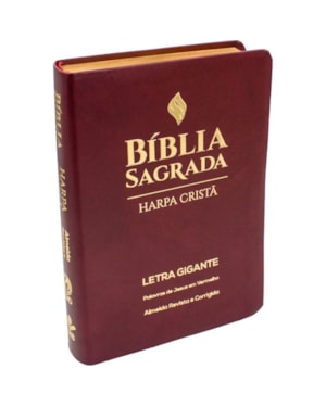 BÍBLIA SAGRADA ARC, LETRA GIGANTE, COM PALAVRAS DE JESUS DESTACADAS, COM HARPA CRISTÃ, COM MAPA, TAMANHO GRANDE, CAPA COURO SINTÉTICO VINHO