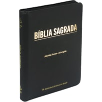 BÍBLIA SAGRADA ARC, LETRA GIGANTE, COM PALAVRAS DE JESUS DESTACADAS, COM ZÍPER, TAMANHO GRANDE, CAPA COURO SINTÉTICO PRETA