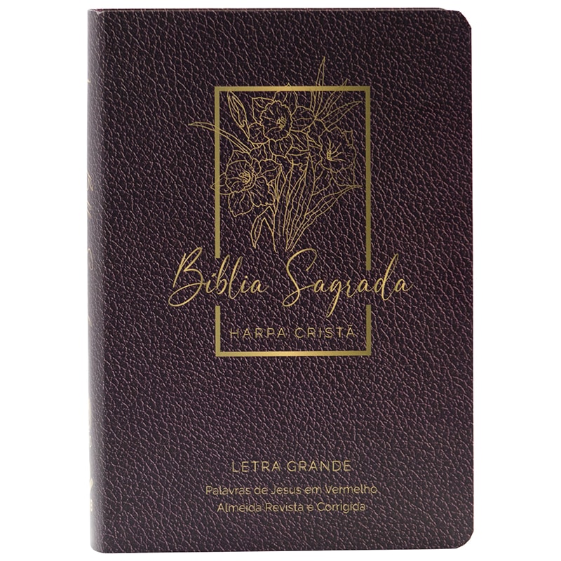 BÍBLIA SAGRADA ARC PARA MULHER, LETRA GRANDE, COM PALAVRAS DE JESUS DESTACADAS, COM HARPA CRISTÃ, CAPA SEMI FLEXÍVEL VINHO FLORAL: ALMEIDA REVISTA E CORRIGIDA (ARC)