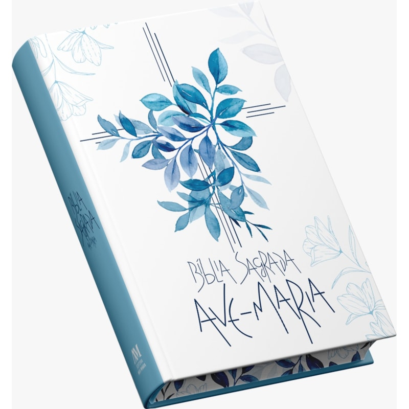 BÍBLIA SAGRADA AVE-MARIA - CAPA FLORES AZUL