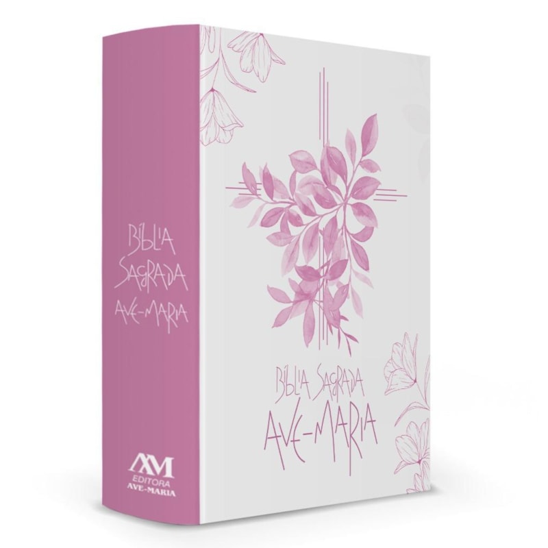 BÍBLIA SAGRADA AVE-MARIA - CAPA FLORES - ROSA