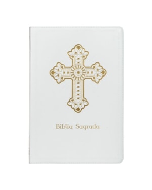 BÍBLIA SAGRADA CATÓLICA NTLH, CRUZ, COURO SOFT BRANCA, LEITURA PERFEITA