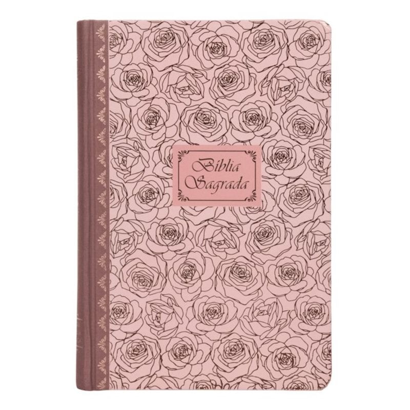 BÍBLIA SAGRADA CATÓLICA NTLH, ROSAS, CAPA DURA ROSA COM LOMBADA EM TECIDO, LEITURA PERFEITA