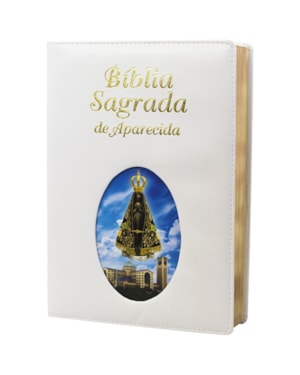 Bíblia sagrada de Aparecida grande ilustrada branca